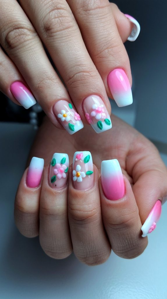 Ombre Spring Nails