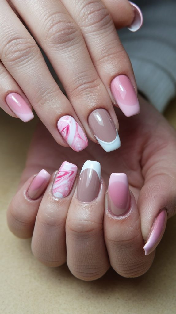 Soft Pink and Nude Nails