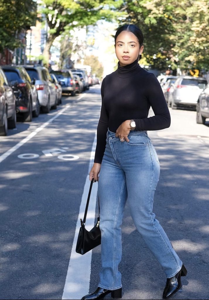 High-Waisted Jeans With A Bodysuit