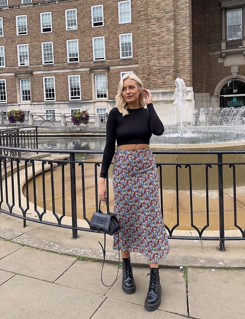 Flowy Midi Skirt And Fitted Top