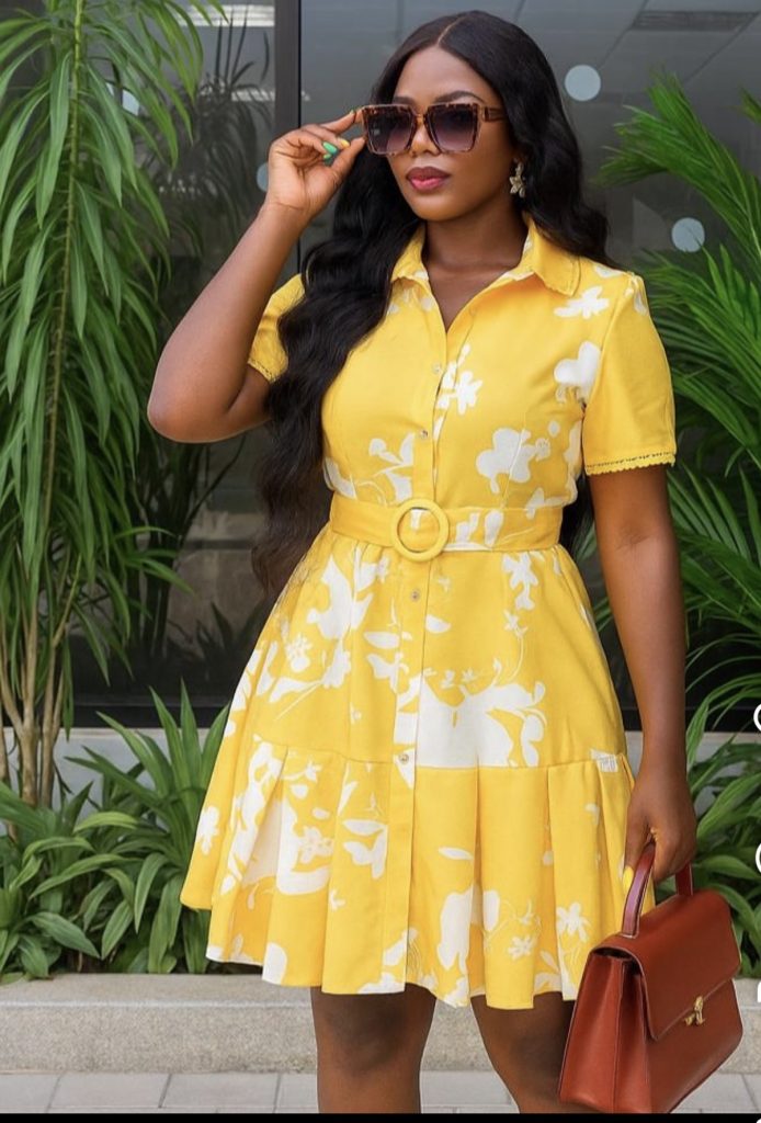 Nipped waist dress for short women