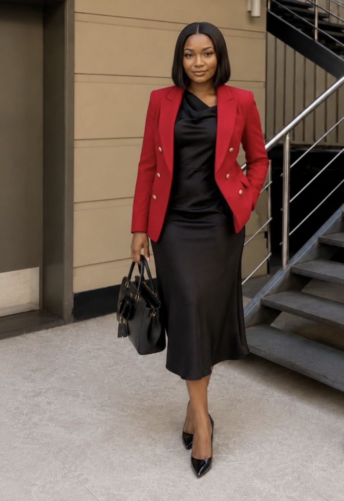 Silk Slip Dress With a Blazer