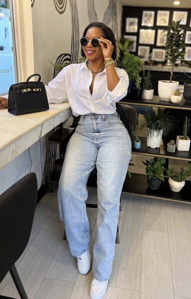 Denim jeans with shirt 