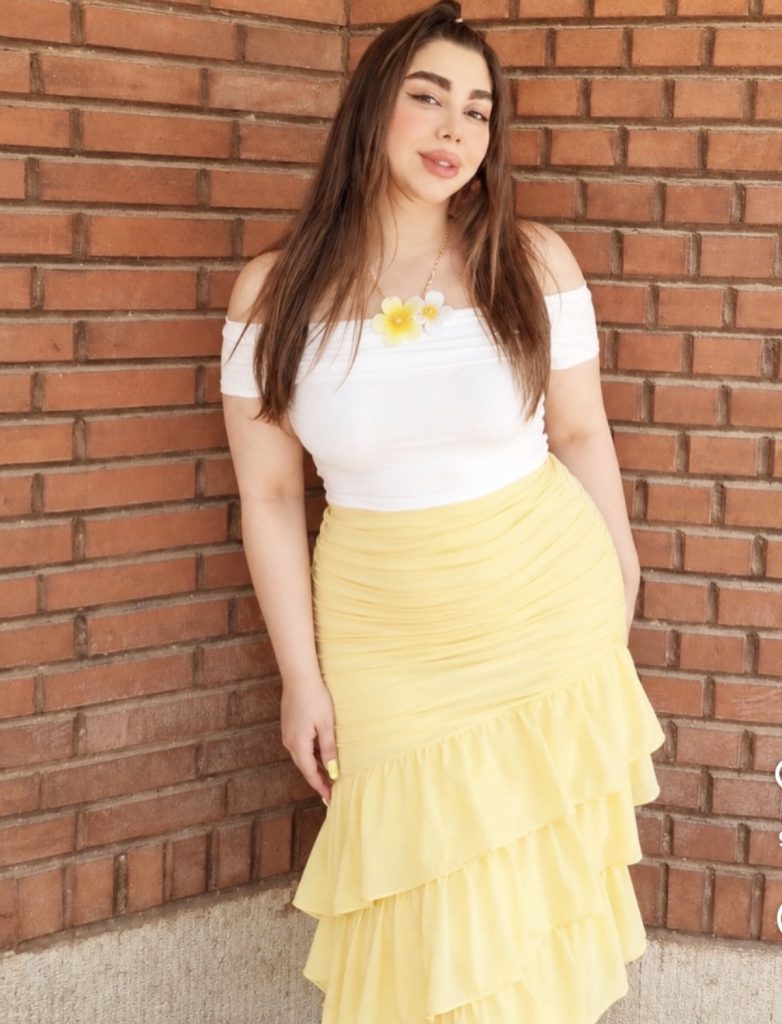 Off shoulder top and skirt combo