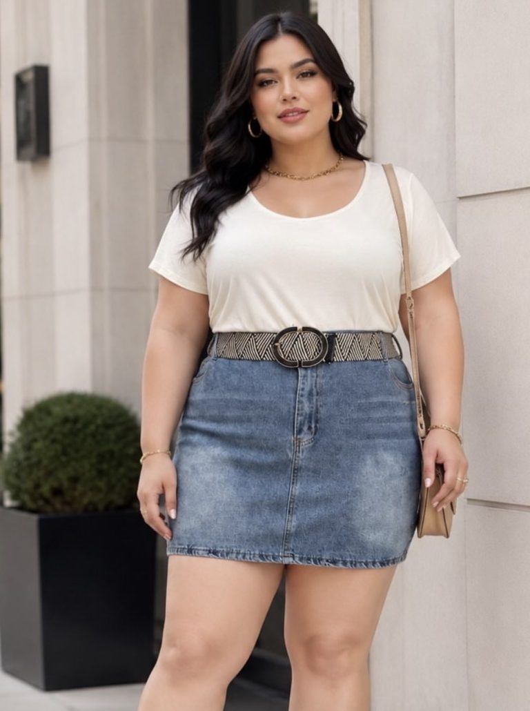 6 Chic Denim Skirt Outfit Ideas for Plus Size Women