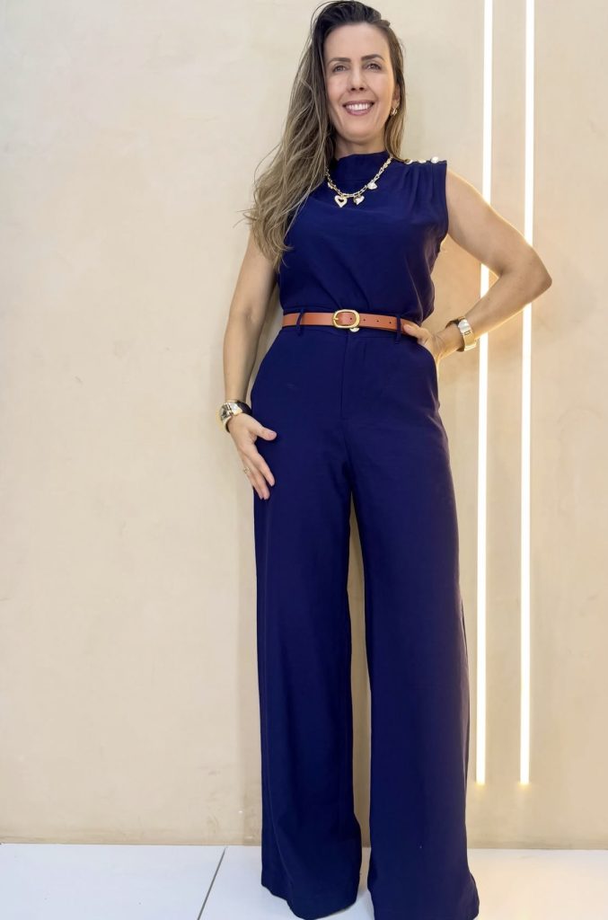 Sleeveless Jumpsuit with Statement Jewelry