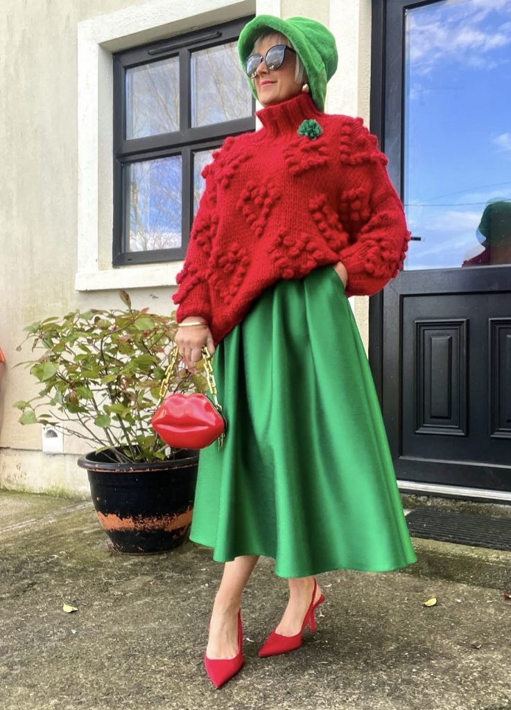 Midi Skirt with a Fitted Sweater