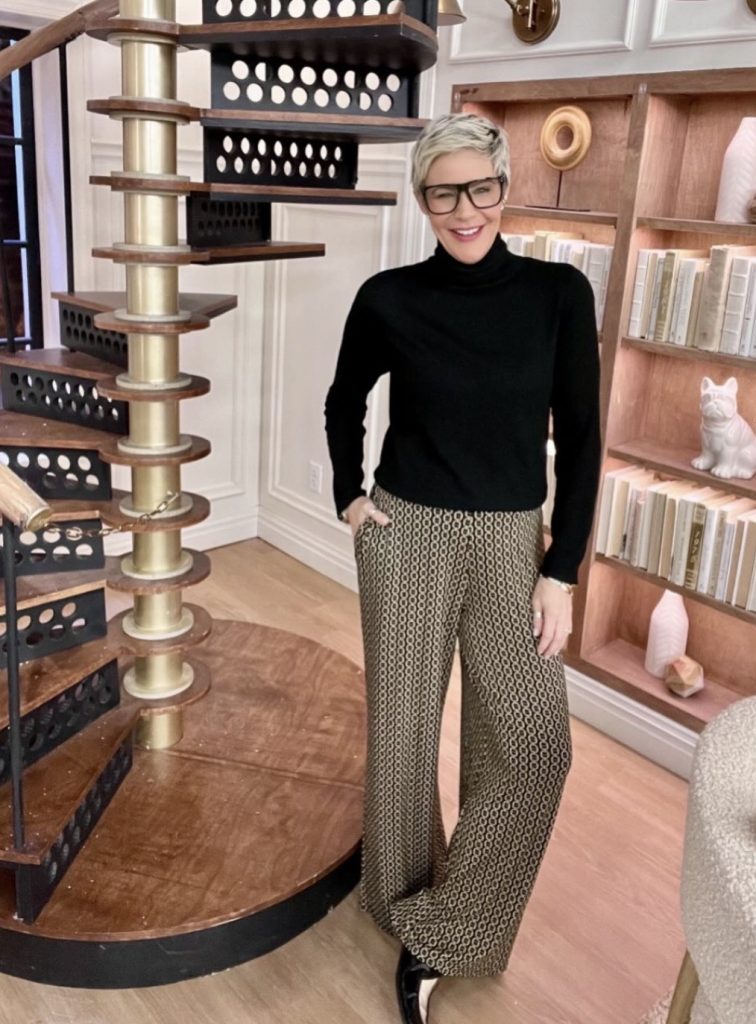 Wide-Leg Palazzo Pants with a Silk Blouse