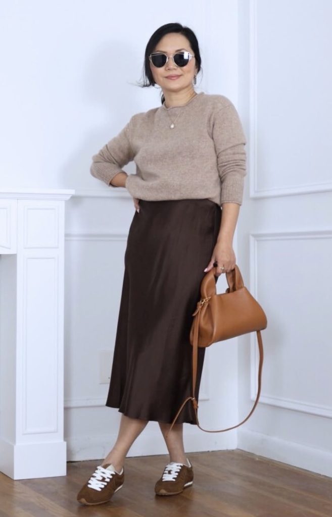 Midi Skirt with a Cozy Sweater