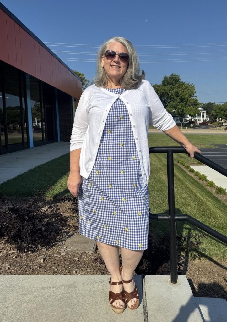 Shirtdress + Cardigan + Flats