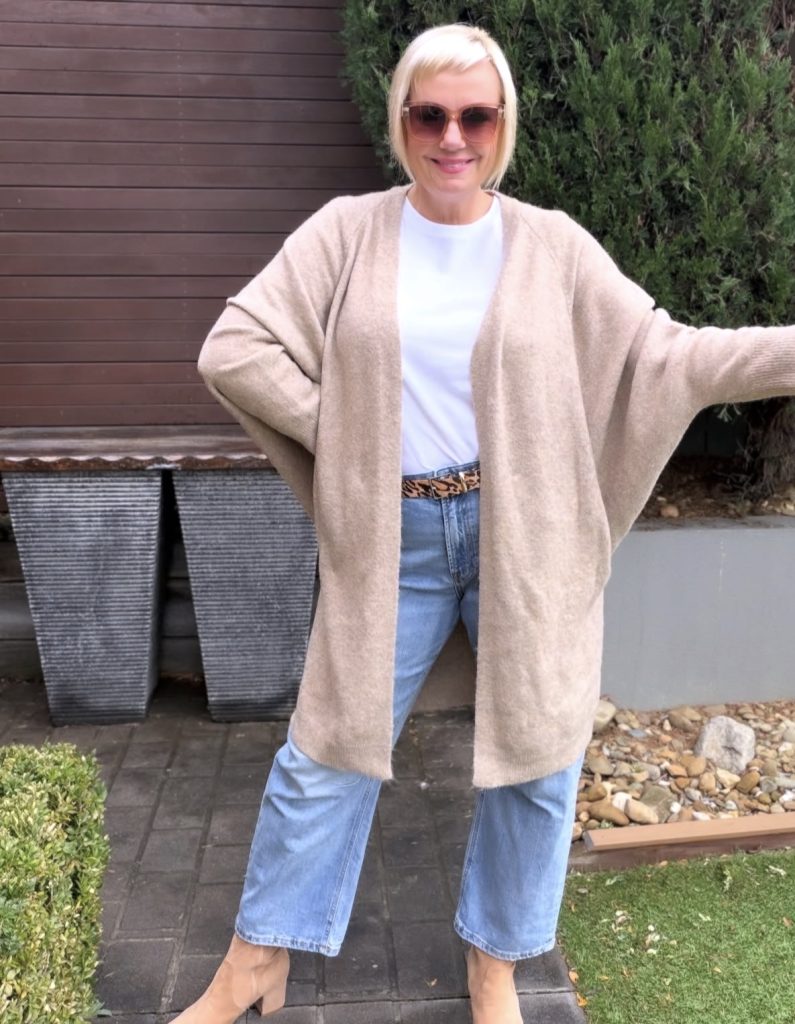 Cropped Jeans + Striped Top + Cardigan