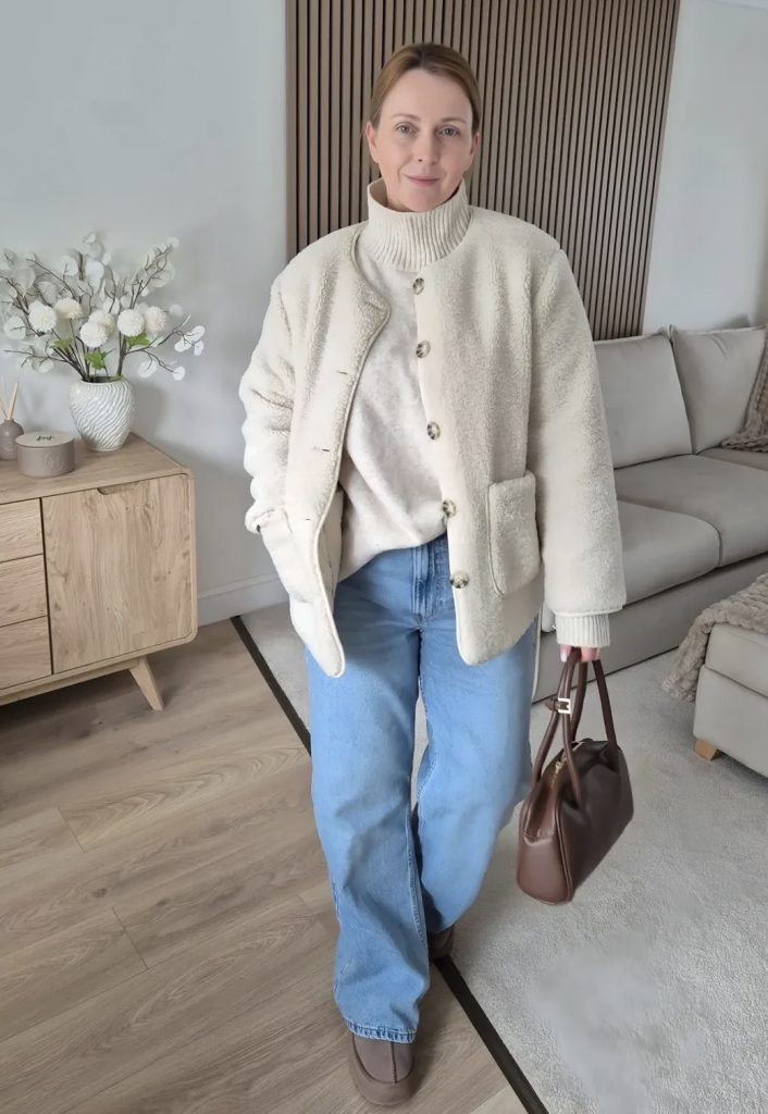 Chunky Sweater and Straight-Leg Jeans Combo