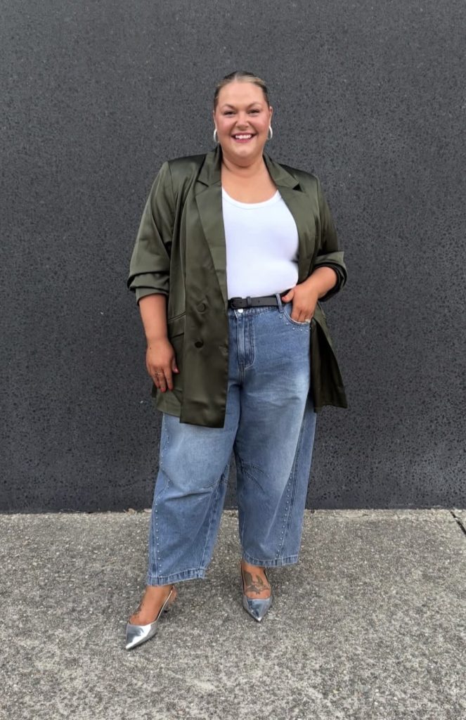 Baggy Jeans + Oversized Blazer + Heeled Boots