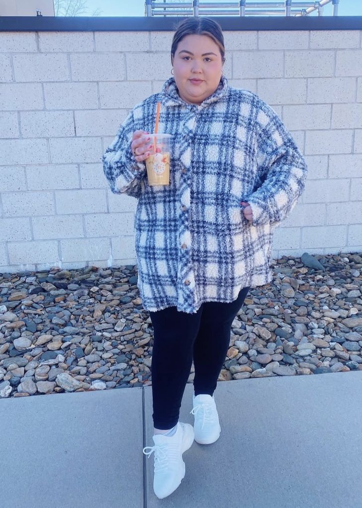 Flannel Shirt (Worn Open) + Fitted Tee + Leggings + Combat Boots