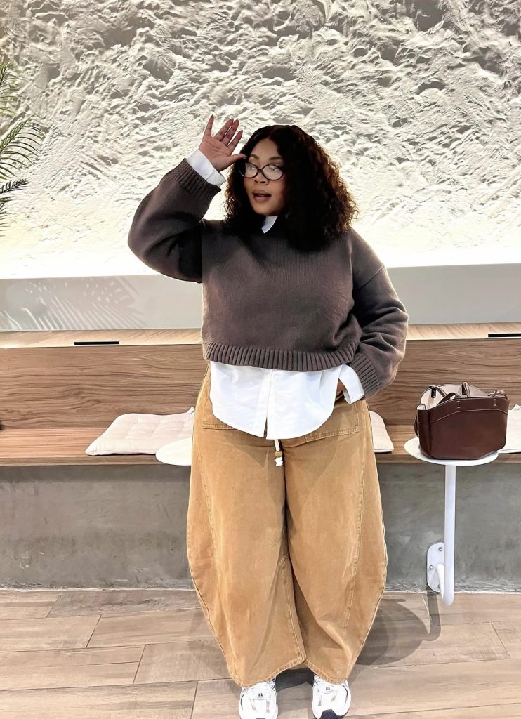 Chunky Sweater and Wide-Leg Pants Combo
