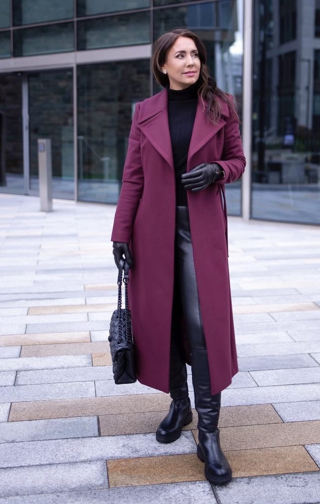 Black Leggings, Long Sweater and Knee-High Boots