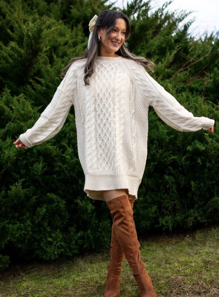 Sweater Dress, Tights and Ankle Boots