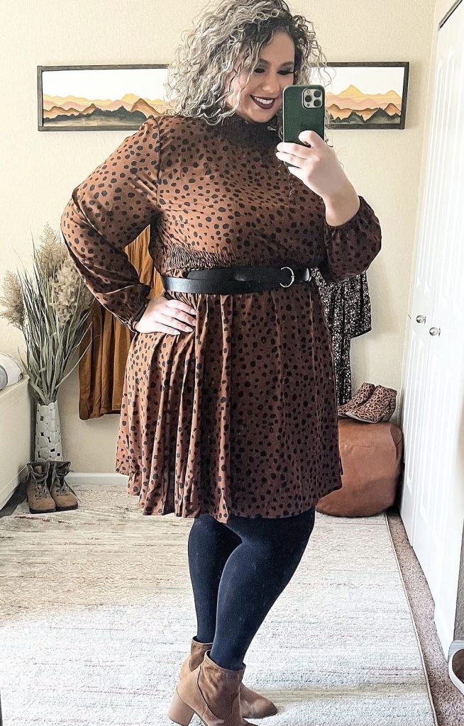 Velvet Mini Dress with Tights