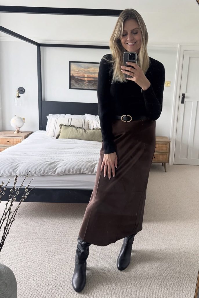 Midi Skirt and Ankle Boots