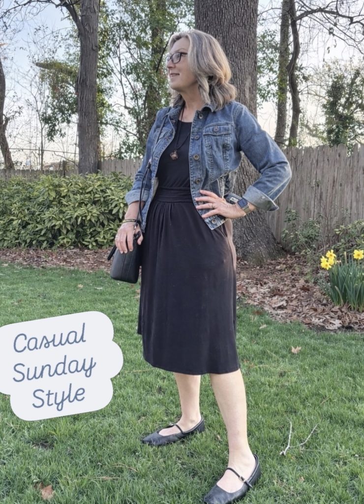 Denim Jacket Over a Simple Dress