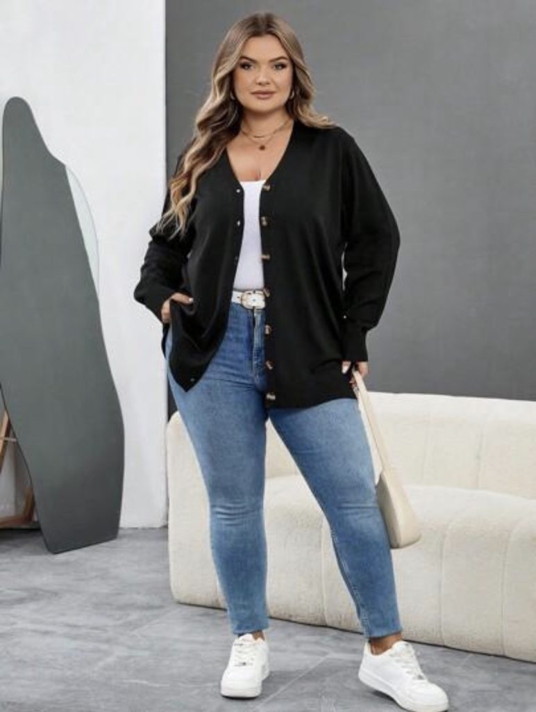 Straight-Leg Jeans, Cozy Cardigan and Sneakers
