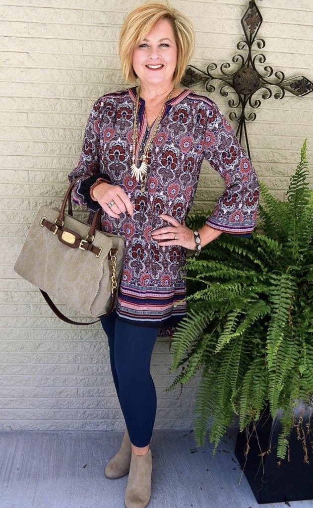 Printed Tunic With Black Leggings