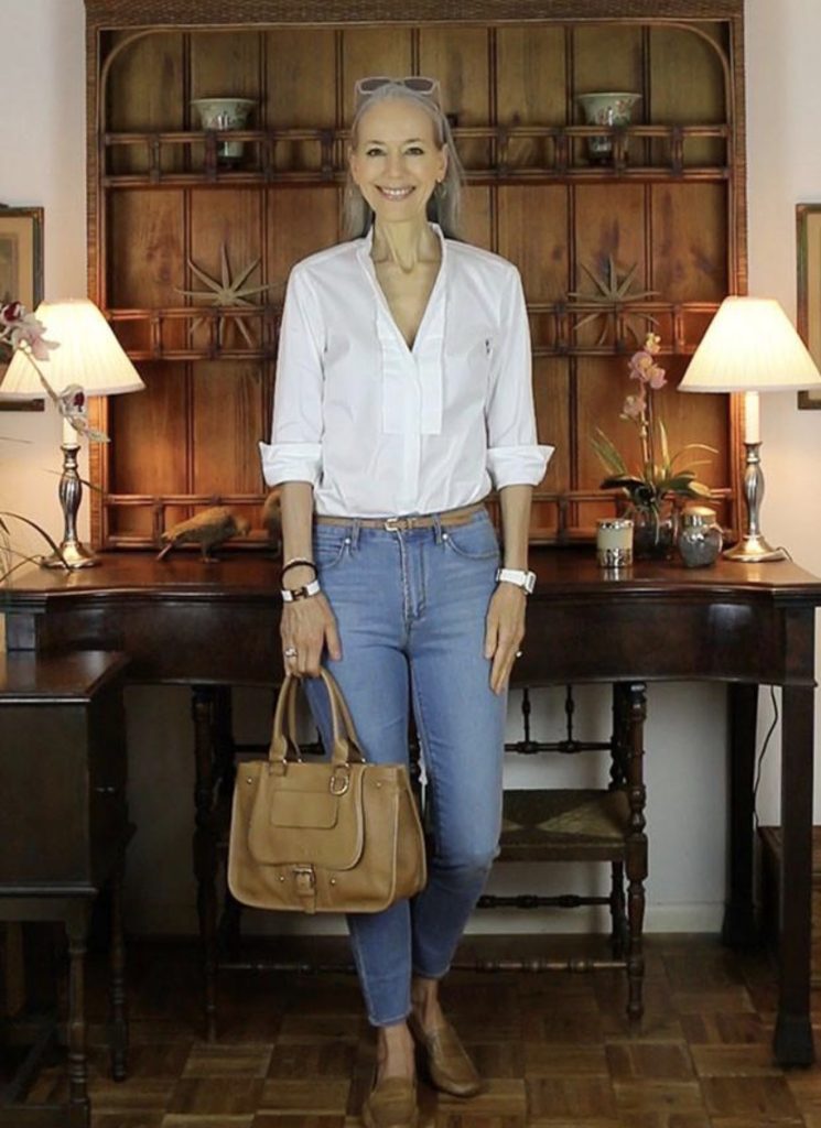 White Shirt With Classic Blue Jeans