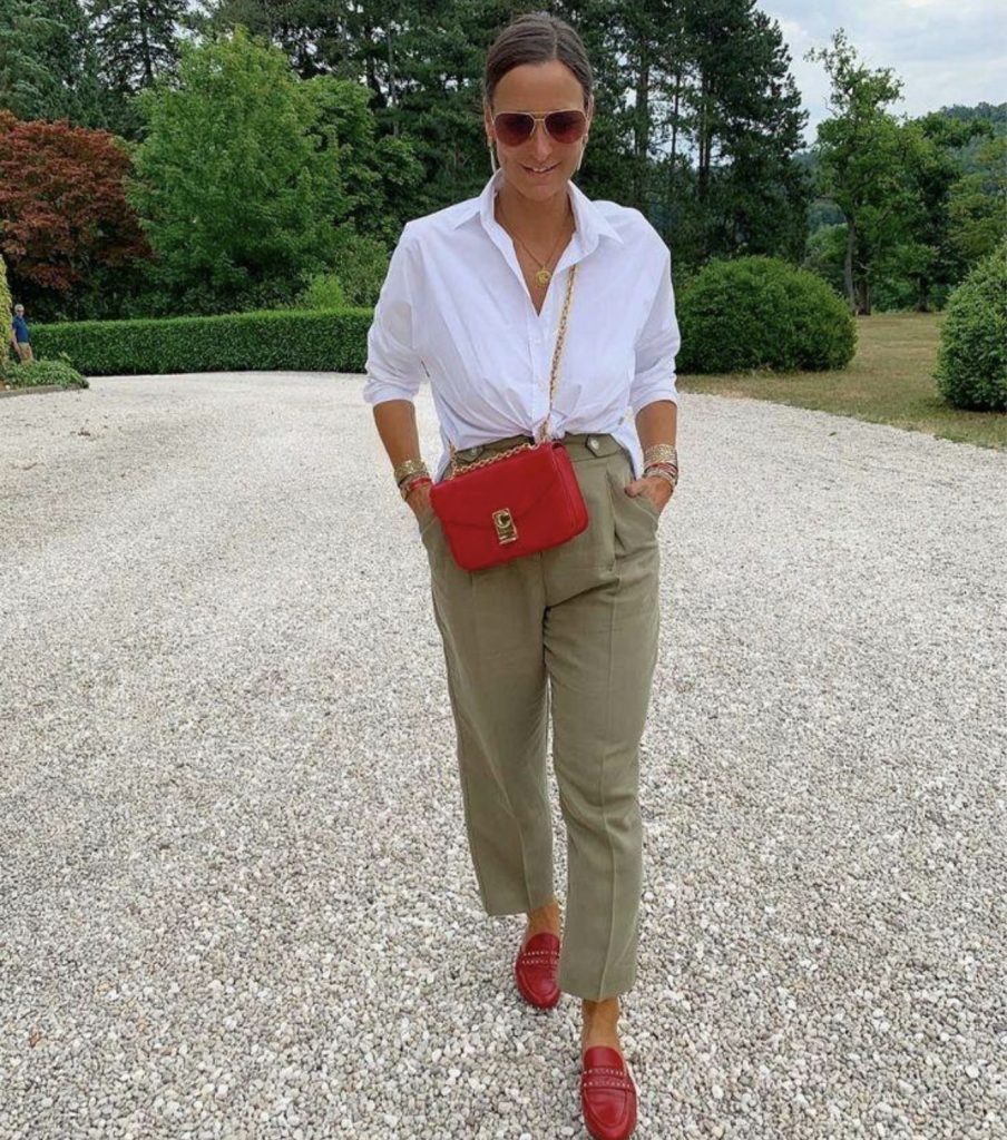 White Shirt With Beige or Khaki Pants